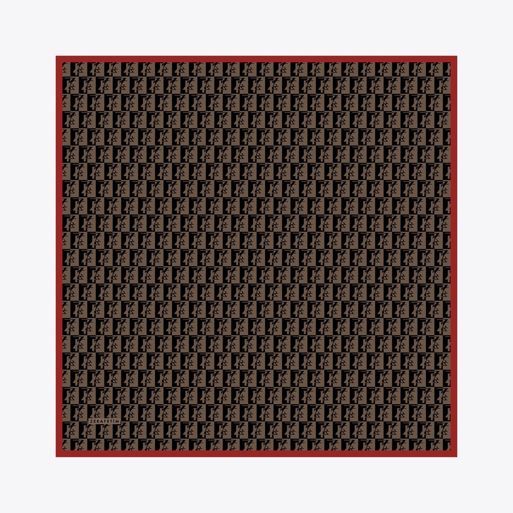 Zrf Monogram Desen İpek Twill Eşarp