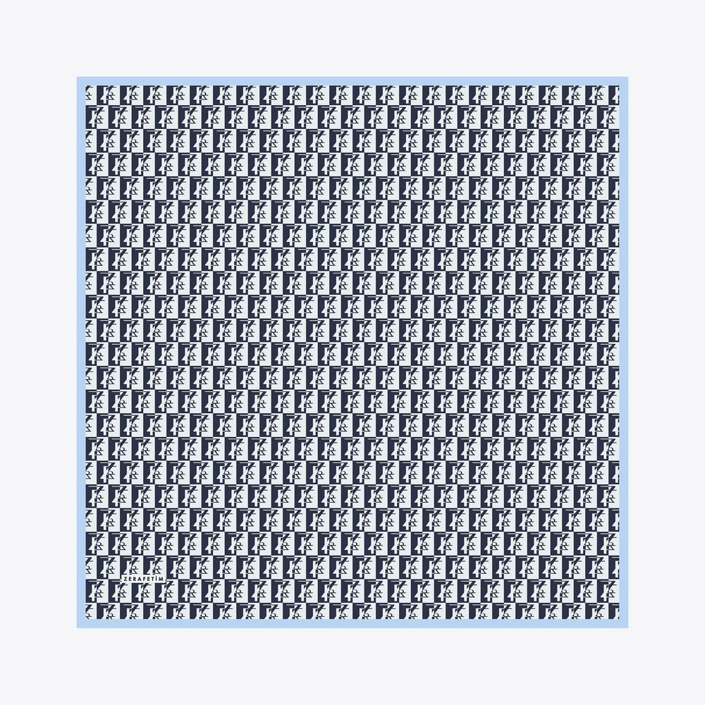 Zrf Monogram Desen İpek Twill Eşarp