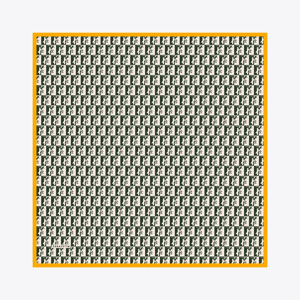 Zrf Monogram Desen İpek Twill Eşarp