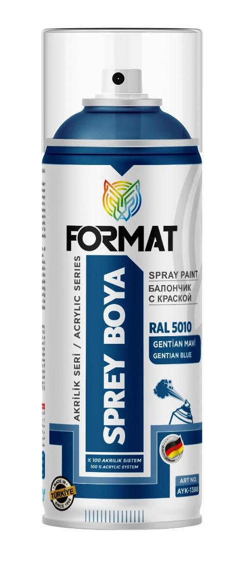 FORMAT AKRİLİK SPREY BOYA PARLAK SİYAH 400 ML (RAL9005) (AYK-1001)