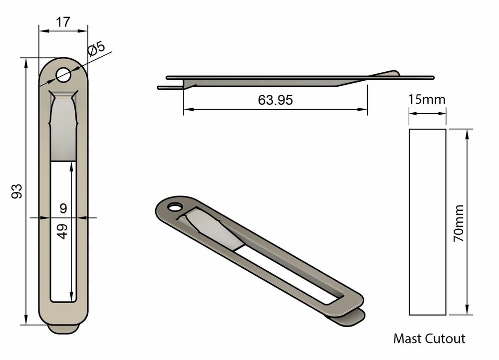Z-SPARS - HALYARD EXIT (SMALL) - STAINLESS STEEL