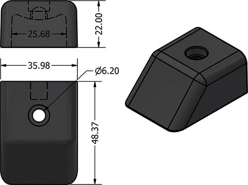 Z-SPARS - TRACK END ALUMINUM 25MM