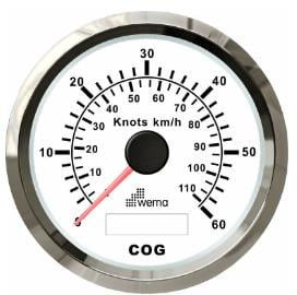 HIZ GÖSTERGESİ GPS BAĞLANTILI 60 KNOTS 85 mm KROM/BEYAZ
