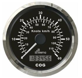HIZ GÖSTERGESİ GPS BAĞLANTILI 60 KNOTS 85 mm KROM/SİYAH