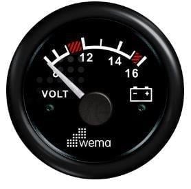 VOLTMETRE ANALOG 12V 52 mm SİYAH/SİYAH