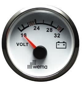 VOLTMETRE ANALOG 24V 52 mm KROM/BEYAZ