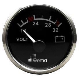 VOLTMETRE ANALOG 24V 52 mm KROM/SİYAH