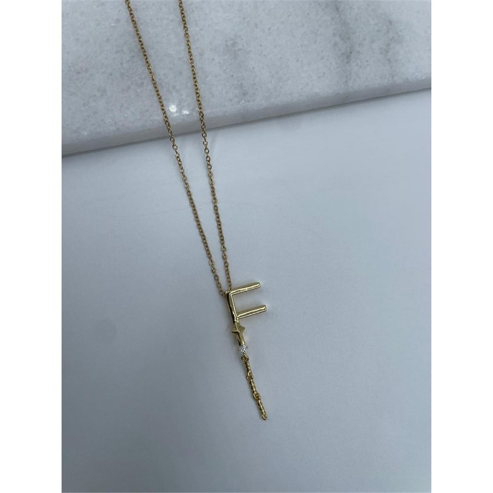 Harfli Çelik Kolye Gold