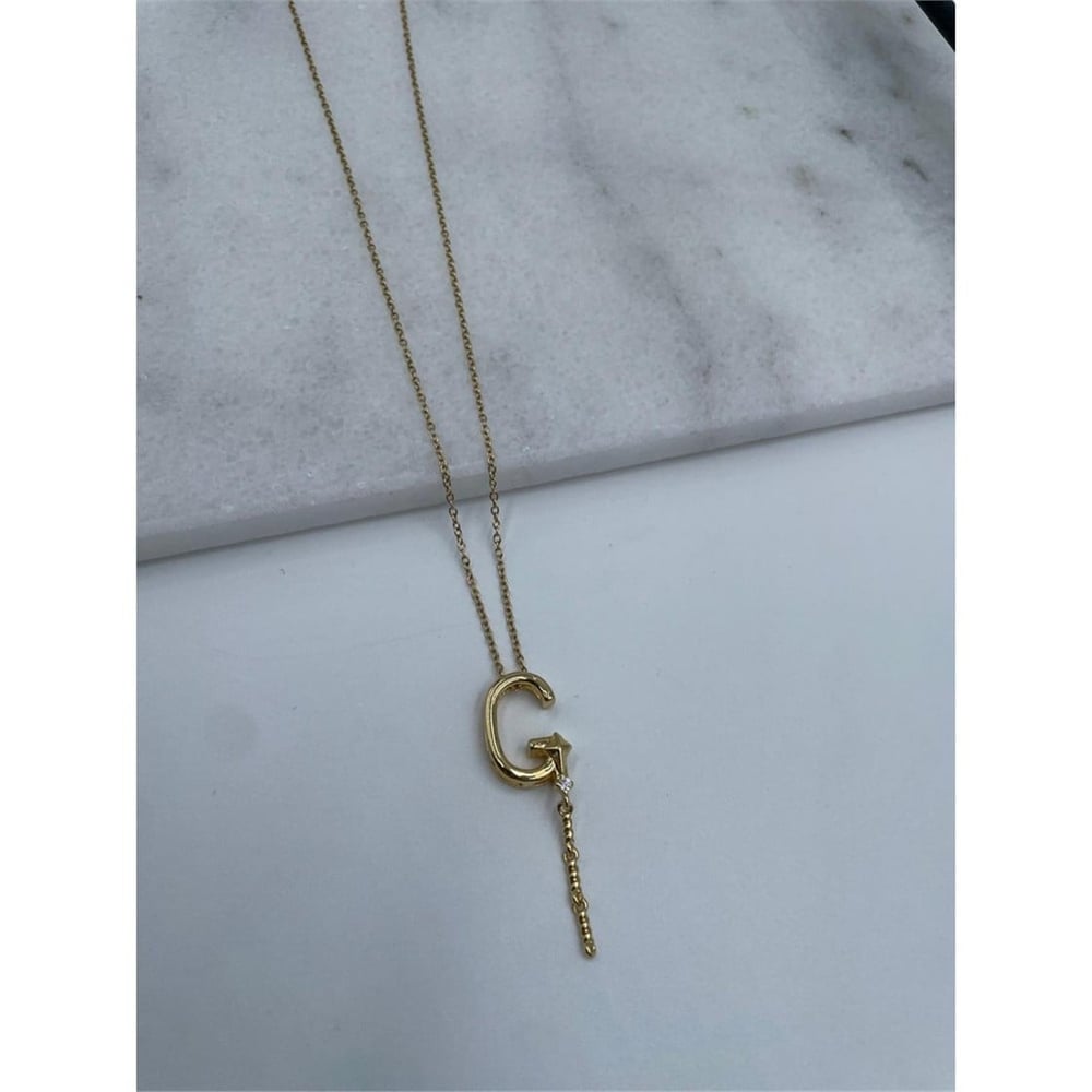 Harfli Çelik Kolye Gold