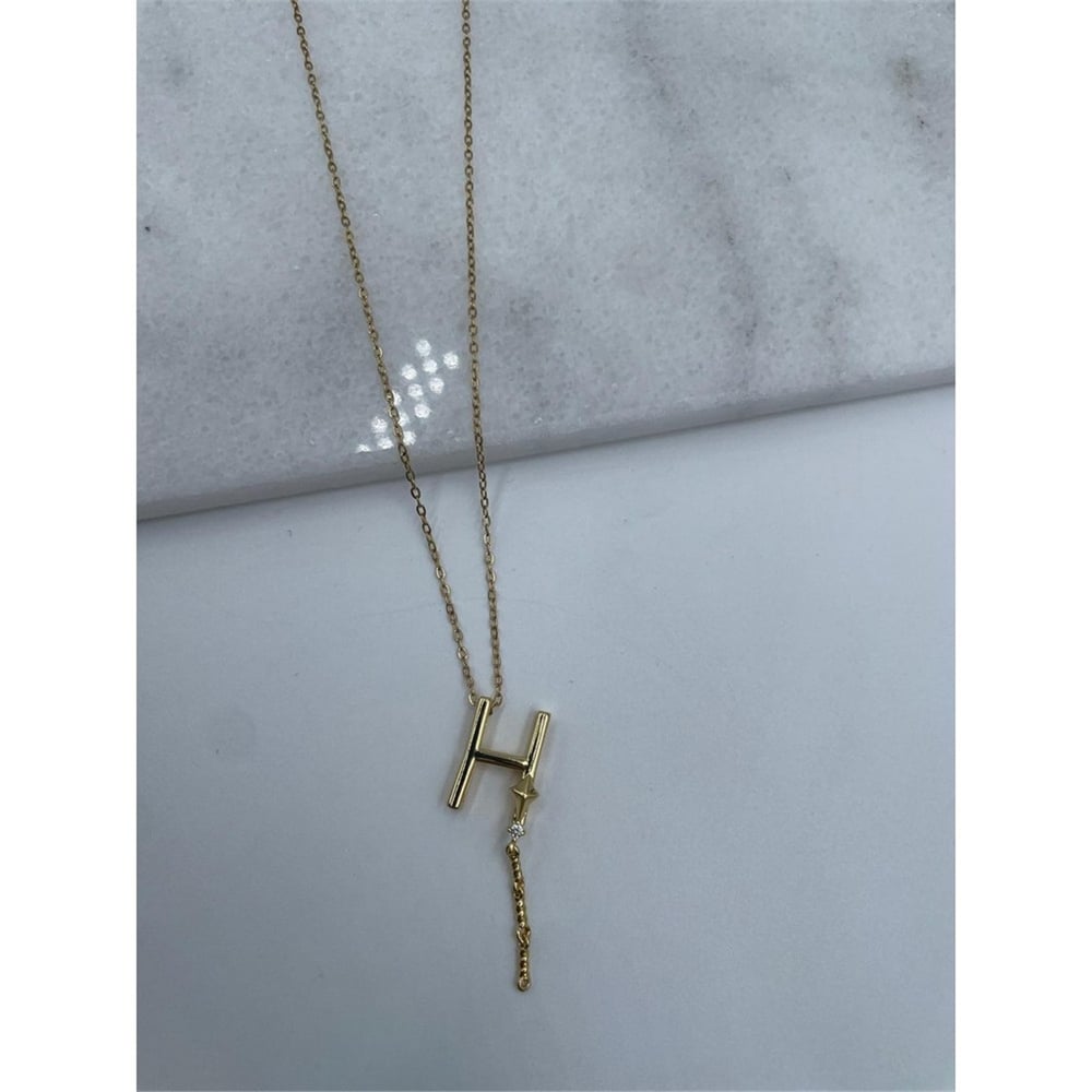 Harfli Çelik Kolye Gold