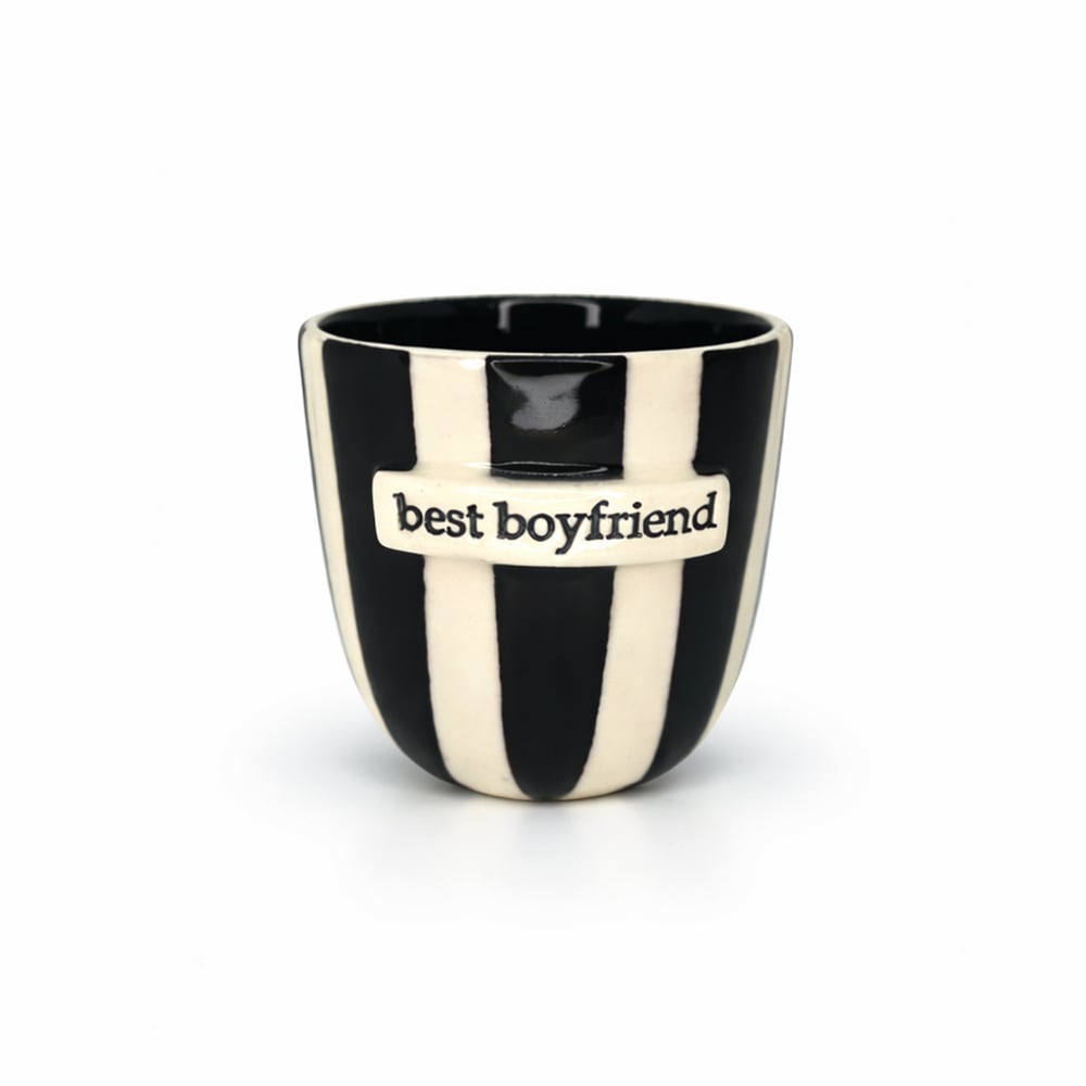 Best Boyfriend Çizgili Bardak (Siyah)