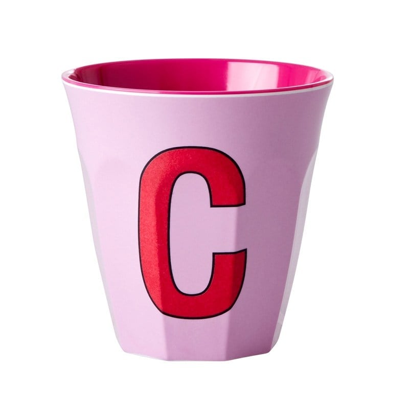 C Harfli Düz Melamin Bardak (Pembe)