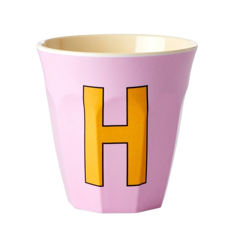 H Harfli Düz Melamin Bardak (Pembe)