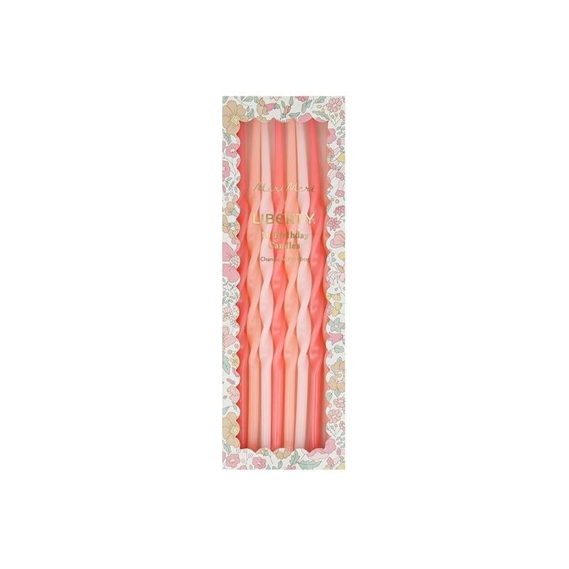 Meri Meri X Liberty Kıvrımlı Pembe Mumlar 16'lı