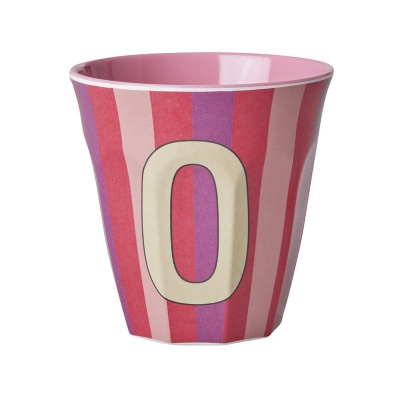 O Harfli Çizgili Melamin Bardak (Pembe)