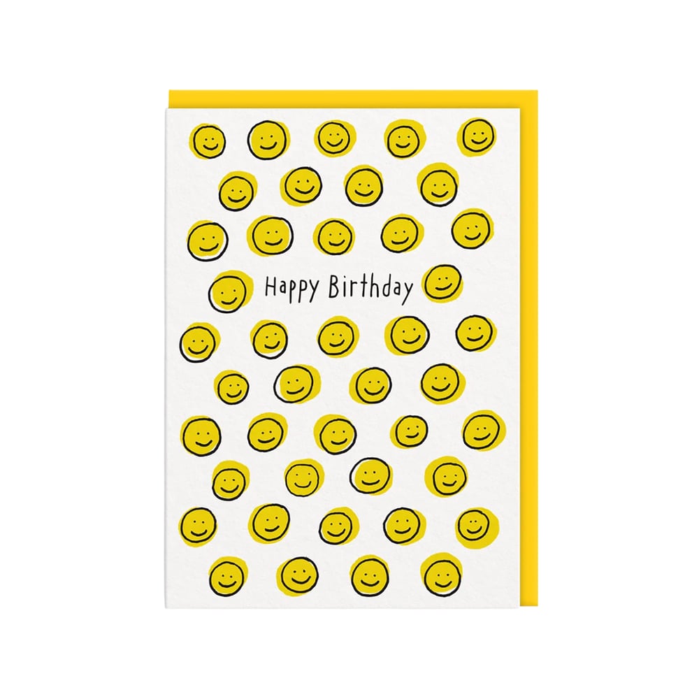 Yellow Smiley Tebrik Kartı (Happy Birthday)