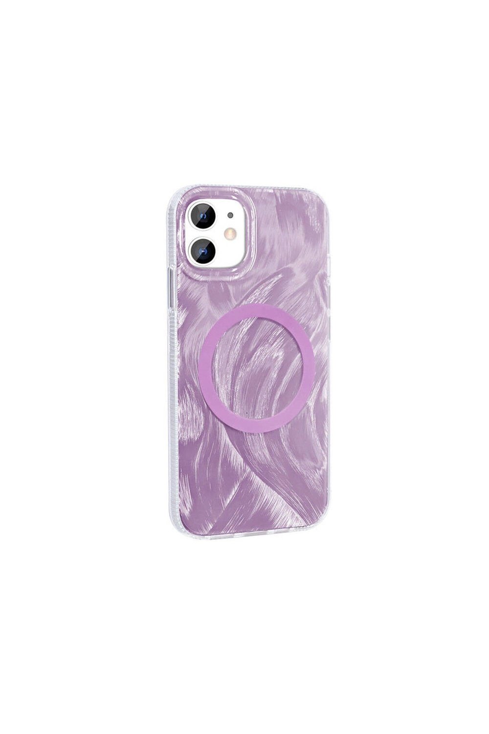 iPhone 11 Kılıf Magsafe Şarj Özellikli Fırça Boya Desenli NVTH Palet Kapak - Pembe