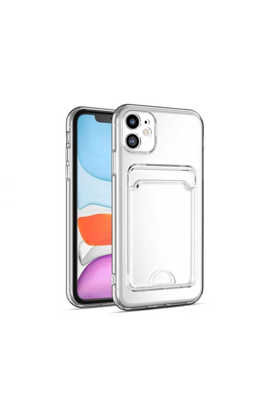 iPhone 12 Uyumlu Kartlıklı Şeffaf NVTH Setra Clear Silikon Kılıf-Renksiz