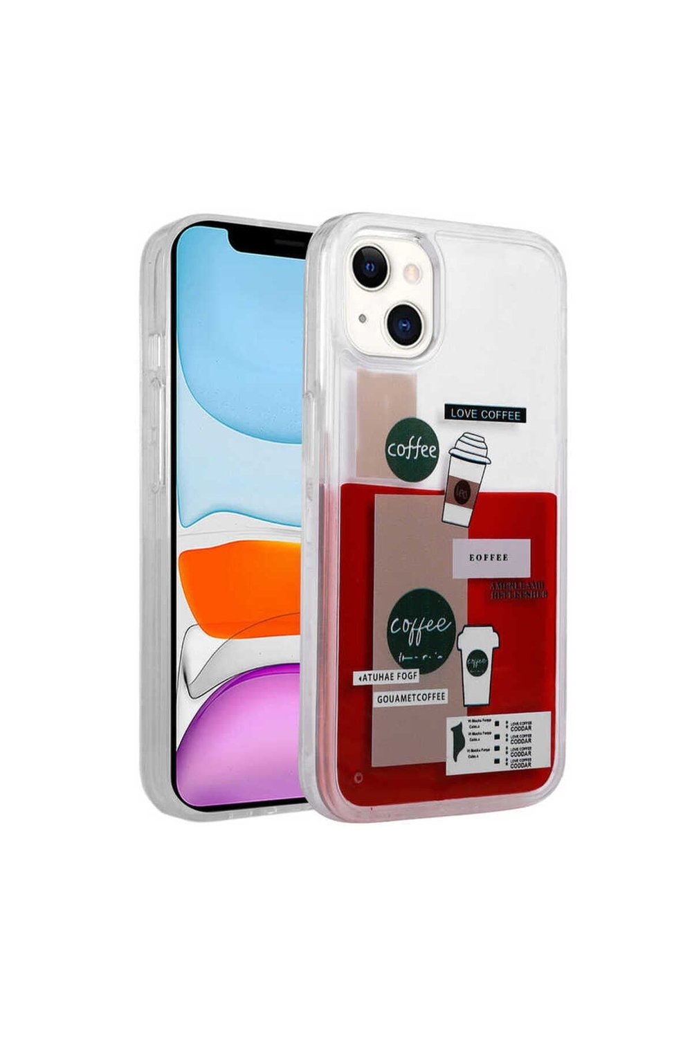 iPhone 14 Plus Uyumlu Desenli Sıvılı NVTH Drink Silikon Kılıf-NO1
