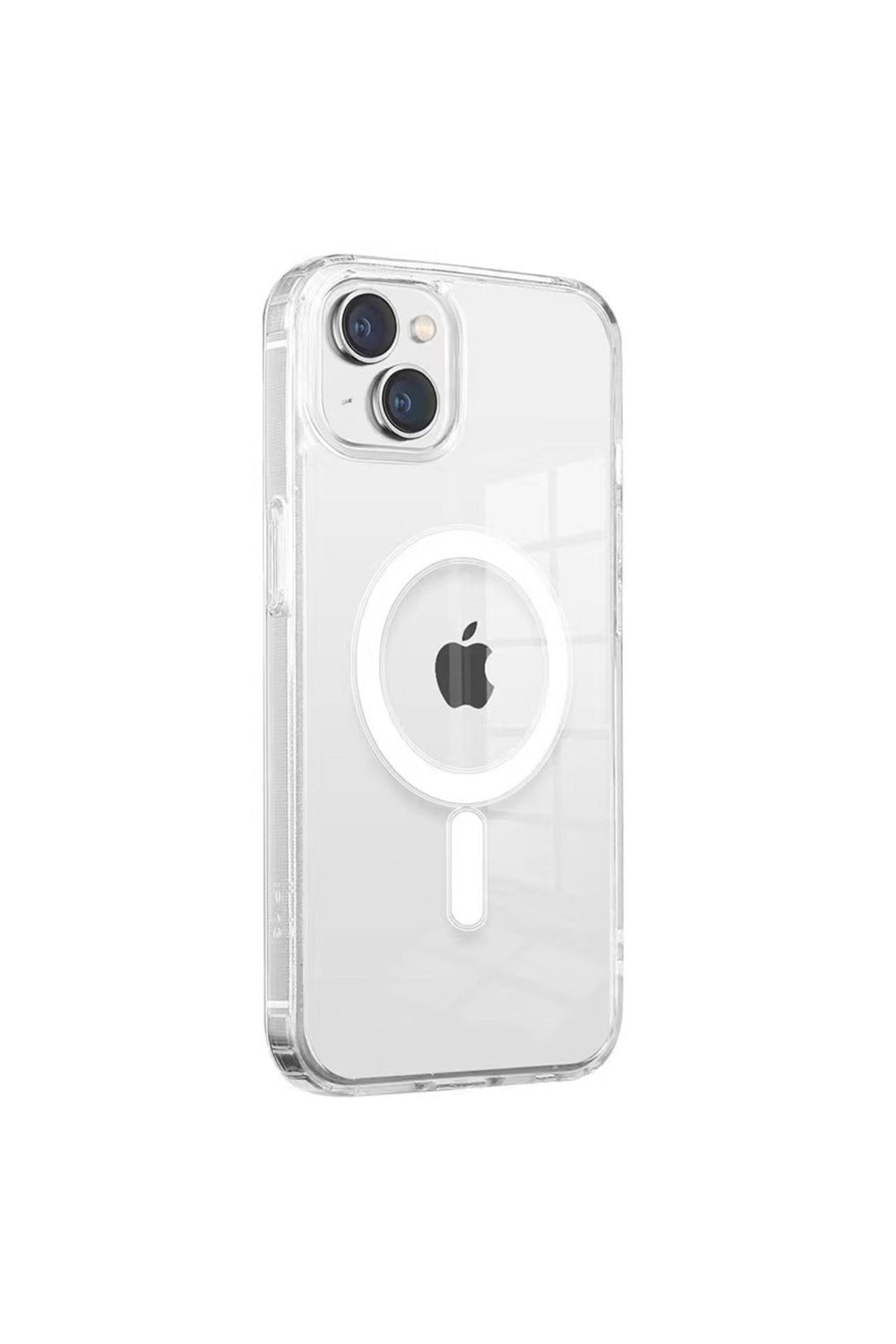 iPhone 14 Plus Uyumlu Magsafe Şarj Özellikli Şeffaf Sert PC NVTH Embos Kılıf-Renksiz
