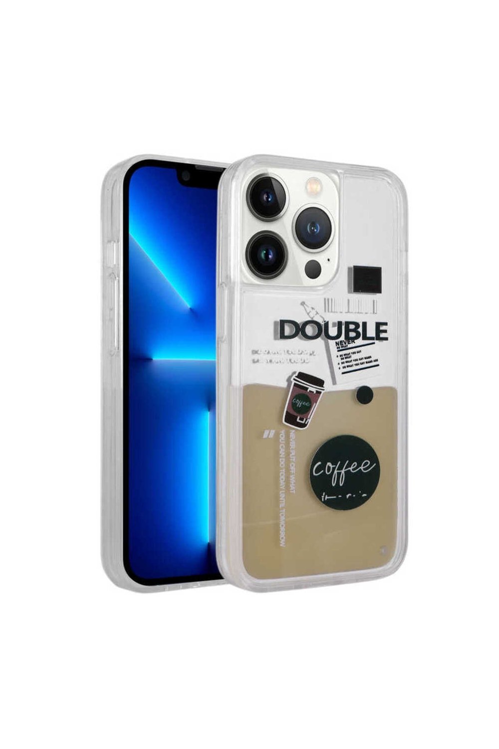 iPhone 14 Pro Uyumlu Desenli Sıvılı NVTH Drink Silikon Kılıf-NO3