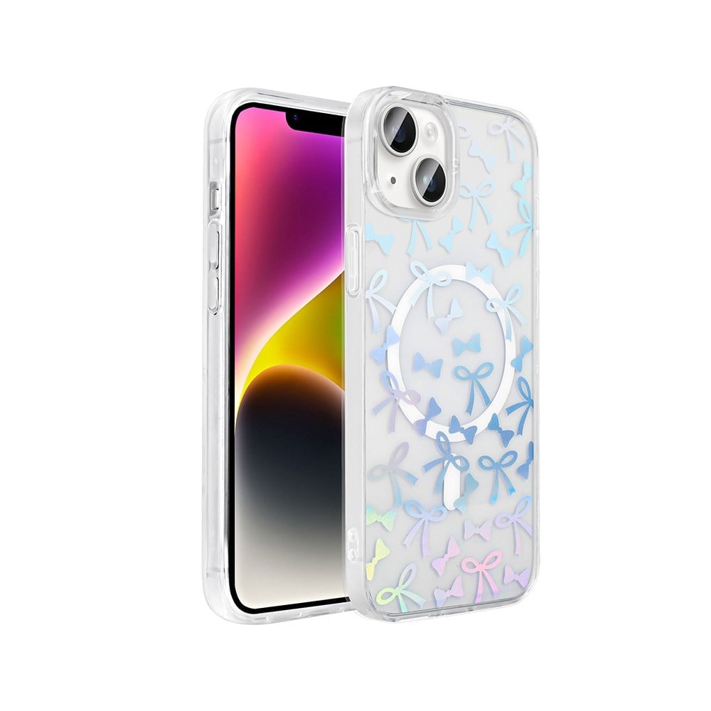 iPhone 15 Kılıf M-Safe Şarj Özellikli Şeffaf NVTH Folk Sert Kapak - Fiyonk