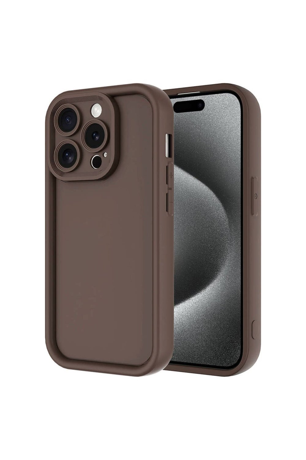 iPhone 15 Pro Max Kılıf Kamera Korumalı NVTH Ananas Kapak - Kahverengi