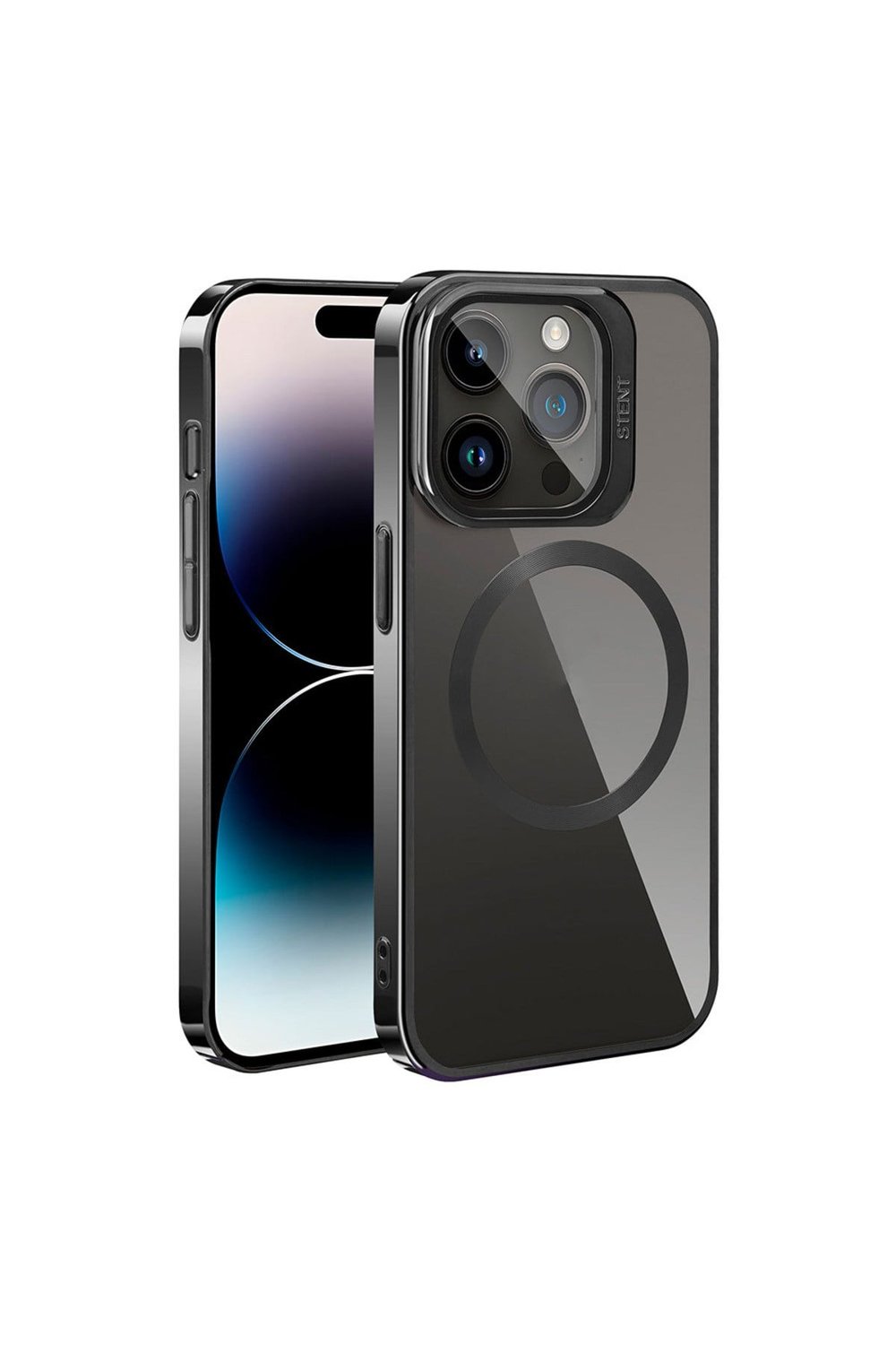 iPhone 15 Pro Max Uyumlu Magsafe Wireless Şarj Özellikli Standlı NVTH Klon Kılıf-Siyah