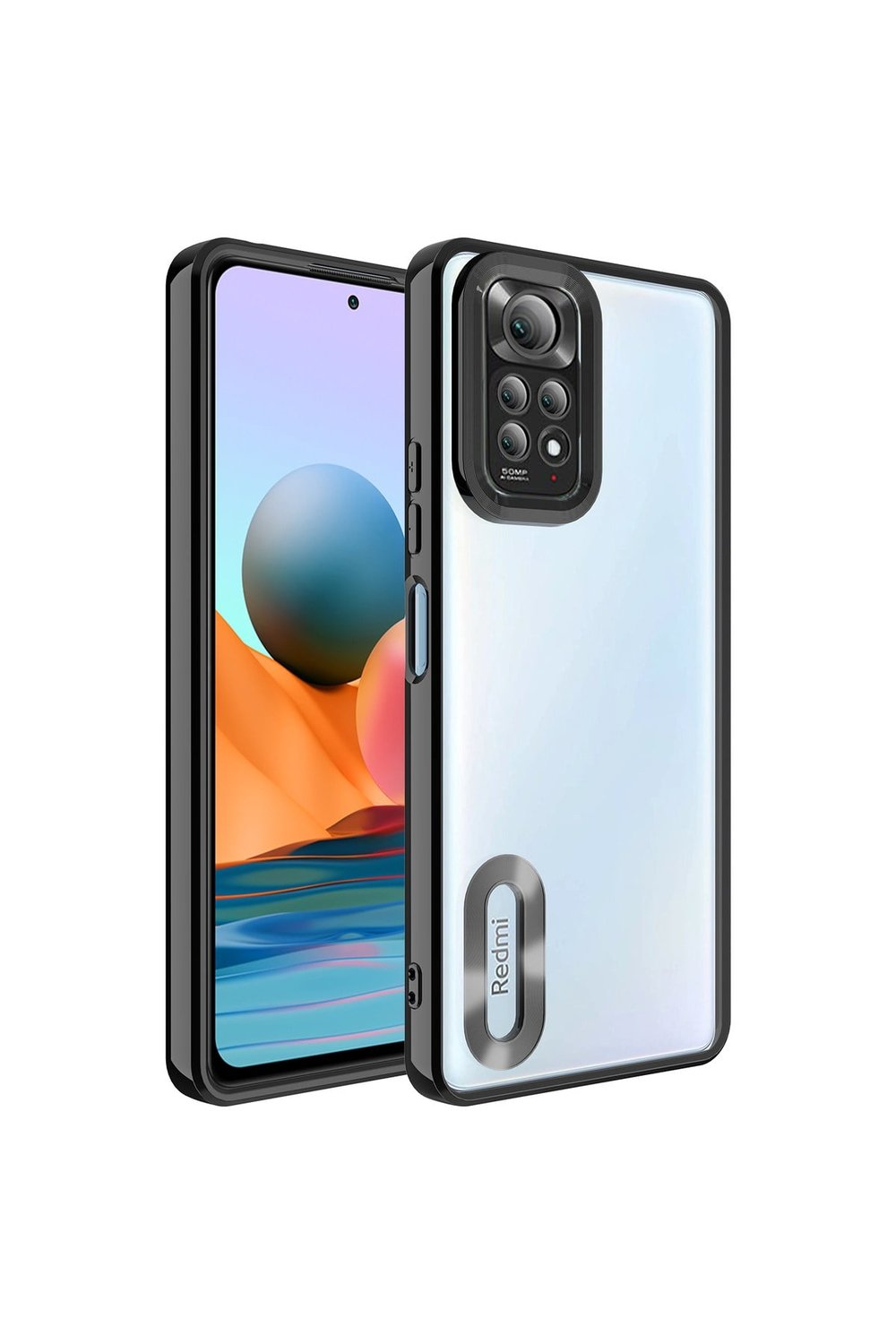 Redmi Note 11S Global Kılıf Kamera Korumalı Logo Gösteren NVTH Omega Kapak - Siyah