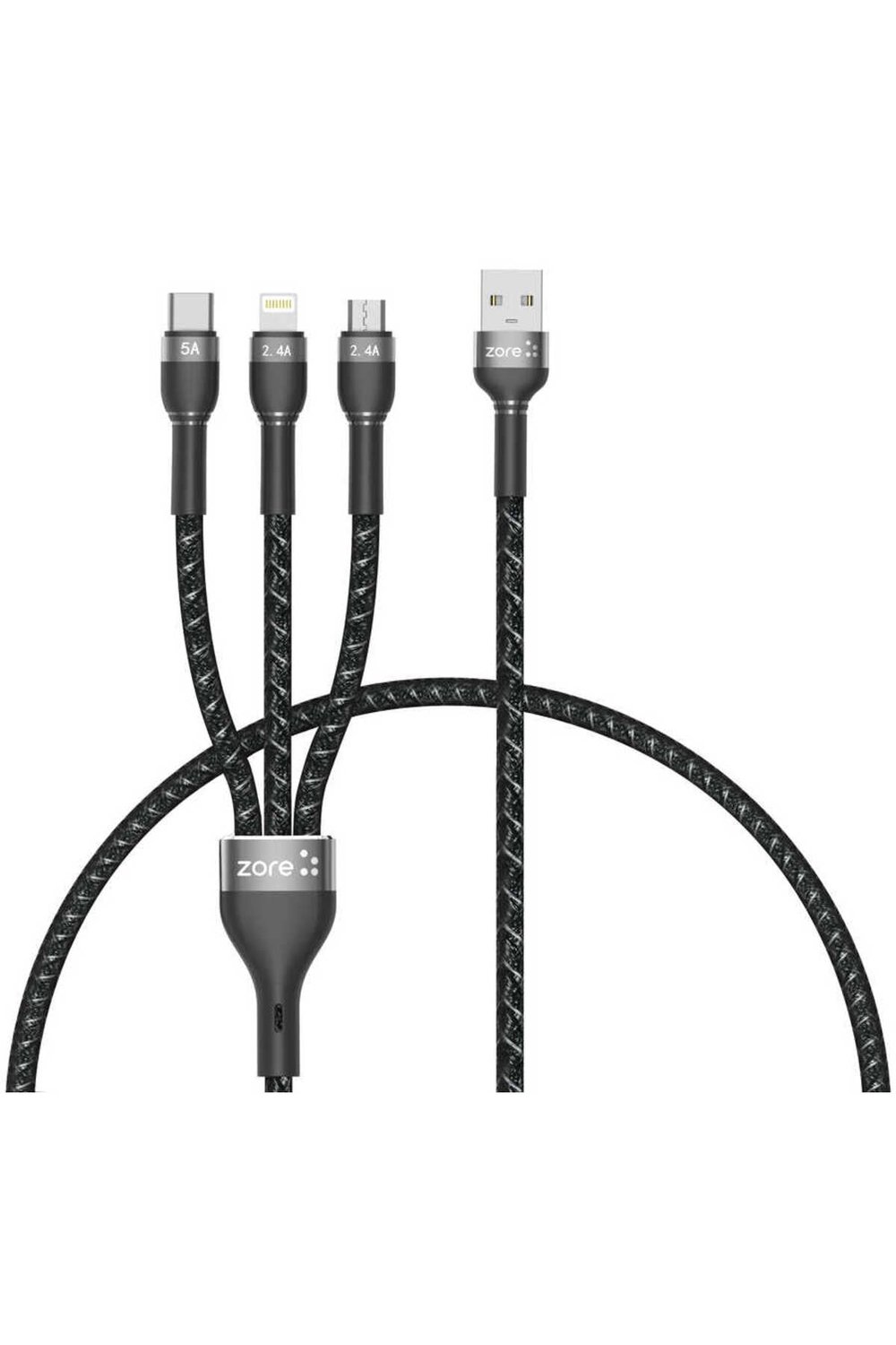 Siyah Shira Serisi 3 in 1 USB Kablo 30cm-NVTH