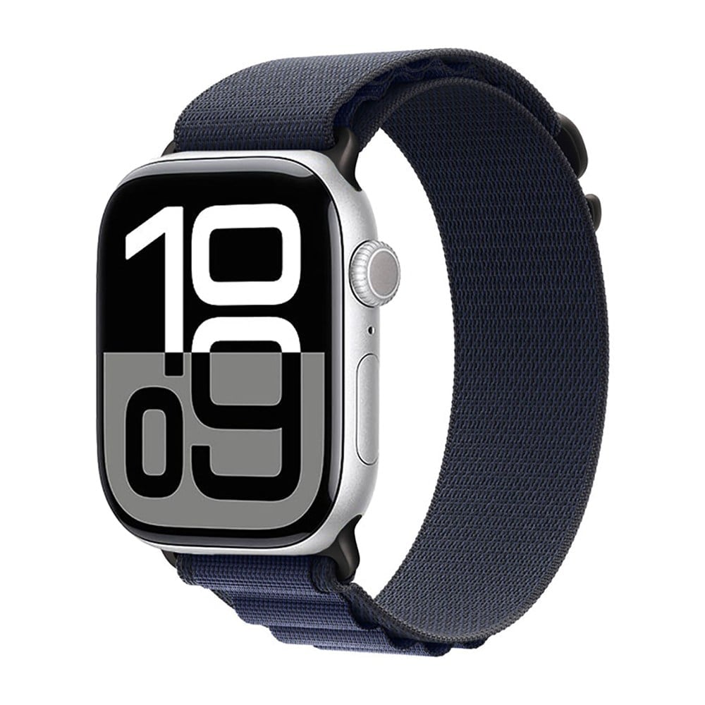 Watch 10 42mm Uyumlu NVTH KRD-74 Hasır Kordon-Siyah-Mavi
