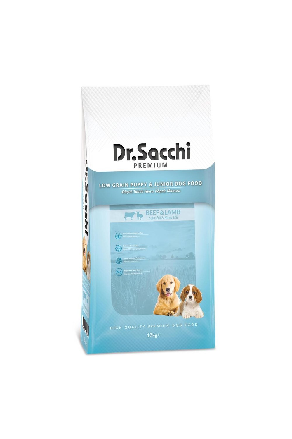 Dr.Sacchi Düşük Tahıllı Sığır Etli ve Kuzu Etli Yavru Köpek Maması 12 Kg
