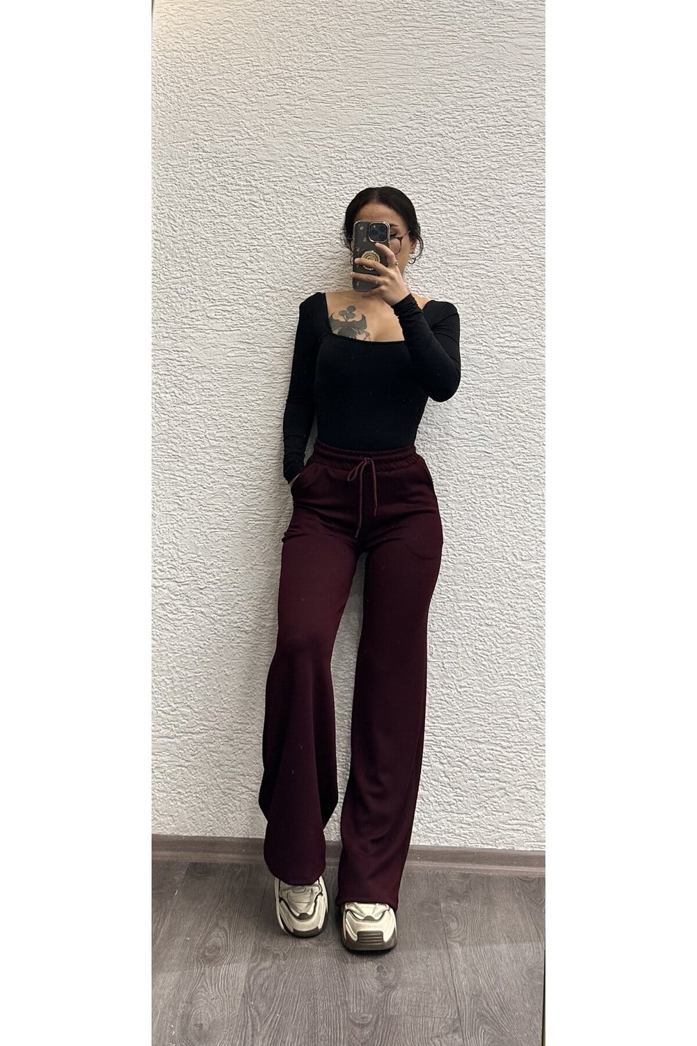 Kadın Yüksek Bel Bol Paça Rahat Kesim Günlük Pantolon