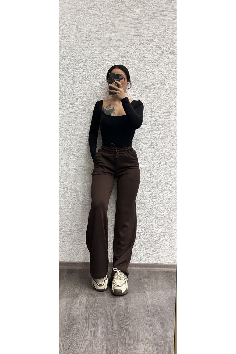 Kadın Yüksek Bel Bol Paça Rahat Kesim Günlük Pantolon