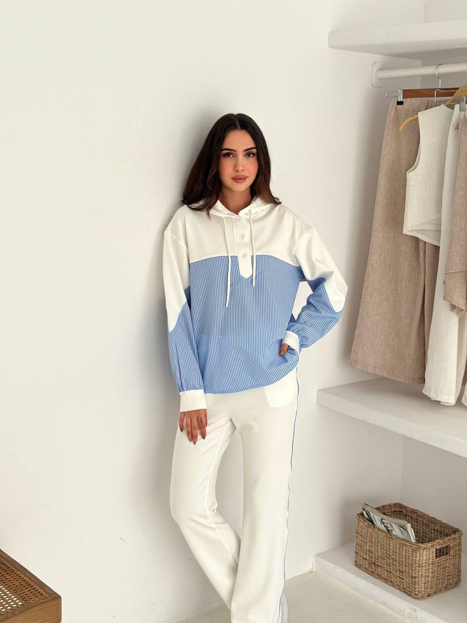 Modal Kumaş Oysh Poplin Kumaş Detaylı Takım Beyaz