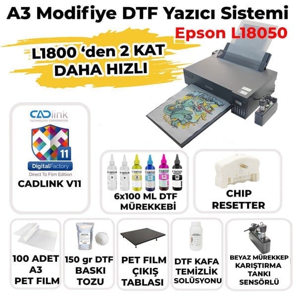 DTF A3 Tekstil Baskı Yazıcısı (CADLink)