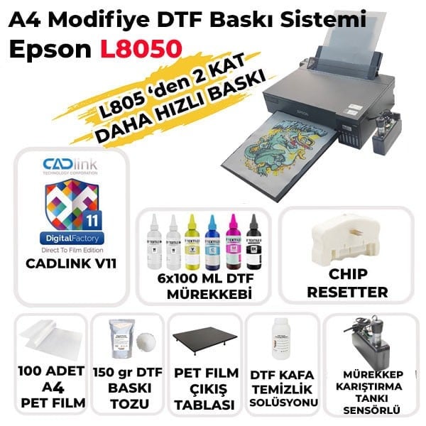 DTF A4 Tekstil Baskı Yazıcısı (CADLink)