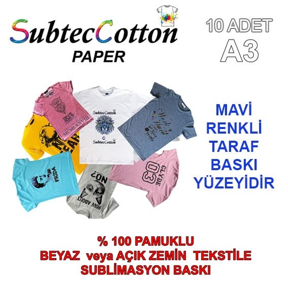 Eko.SubtecCotton Transfer Baskı Kağıdı (10 adet A3)