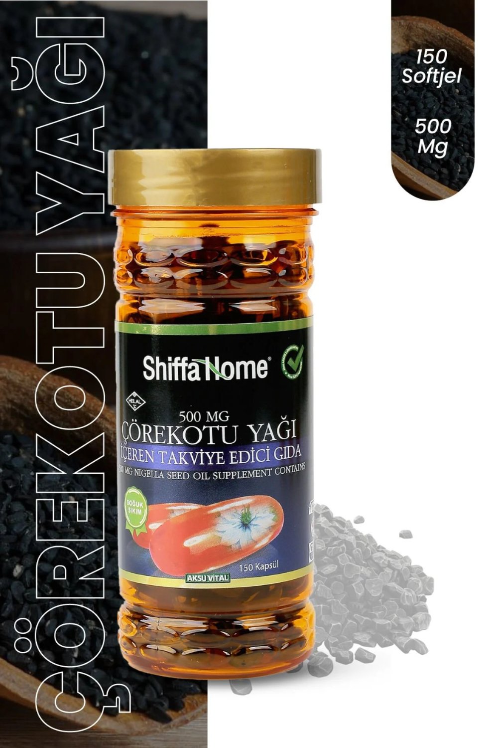 Shiffa Home Çörekotu Yağı Kapsül Çörek Otu 150 X 500 Mg