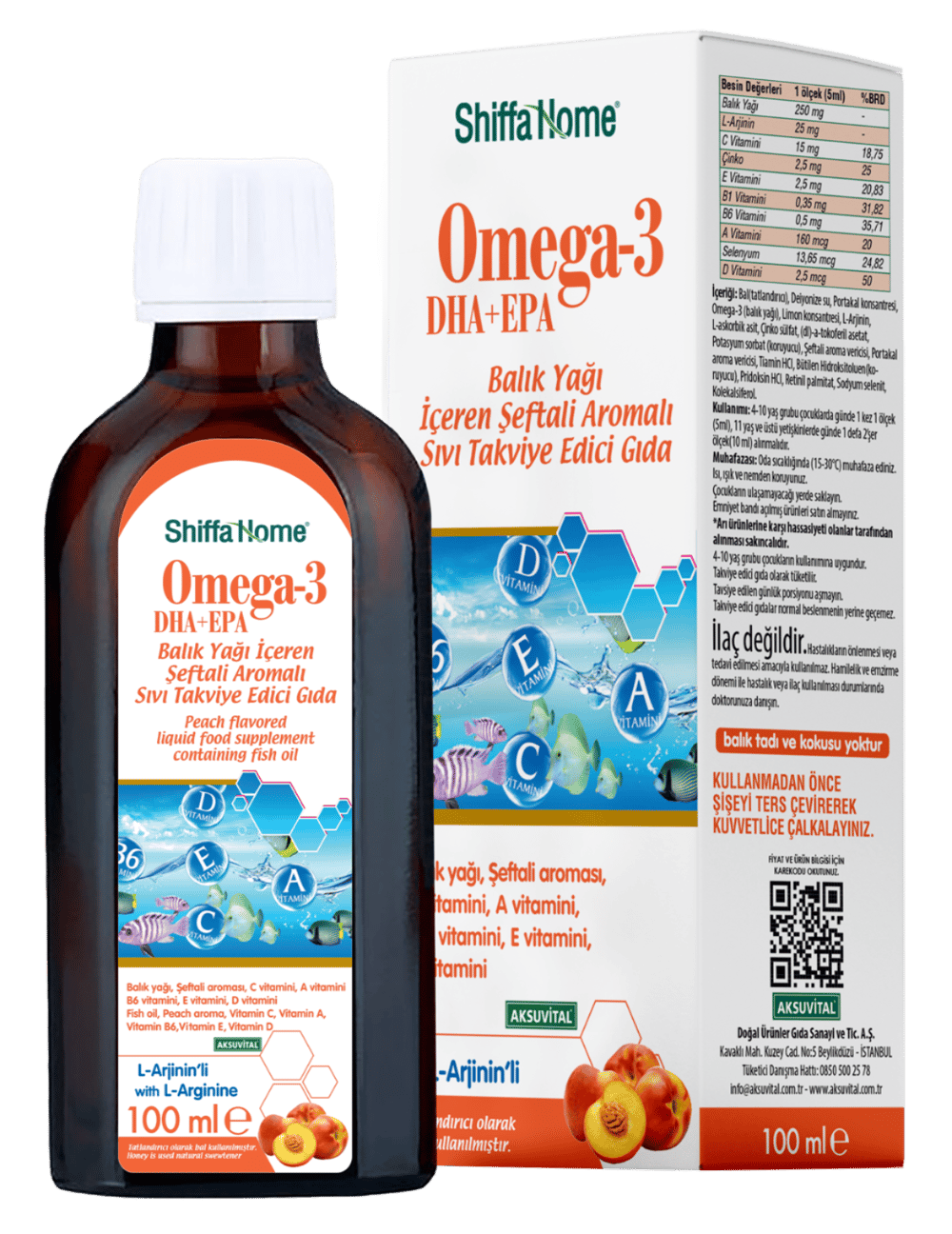 Shiffa Home Omega-3 Epa+dha Balık Yağı Şeftali Aromalı