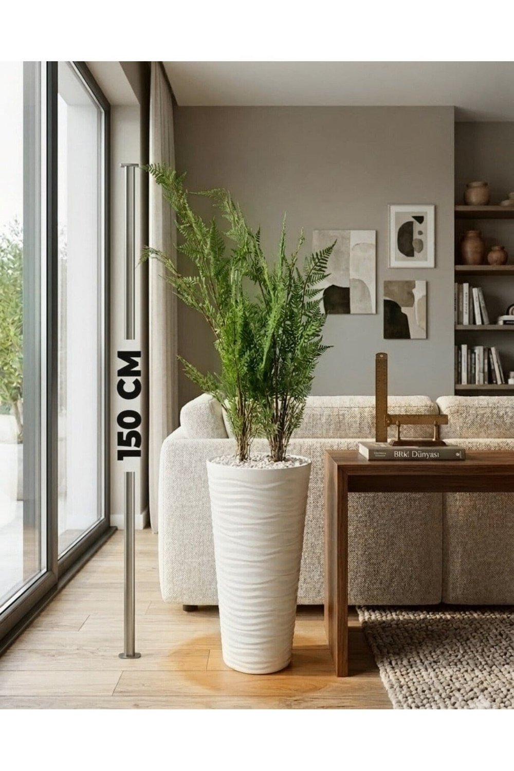 150 cm Yapay İthal Çam Ağacı Dev Boy - Gerçek Dokulu Premium Dekoratif Salon Çamı Büyük Yapay Bitki