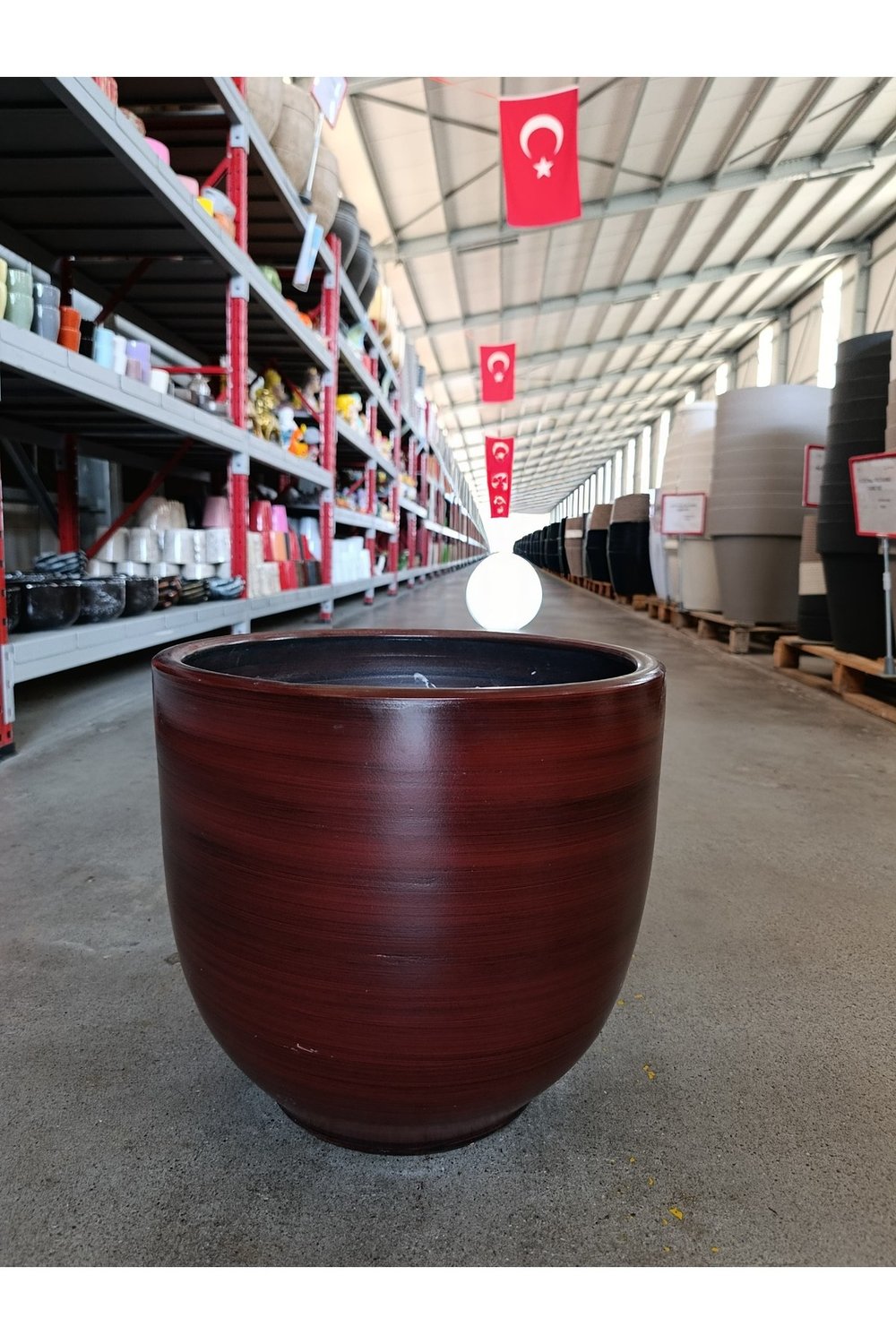 60 Litre Hafif Beton Kahverengi Dekoratif Taş Saksı