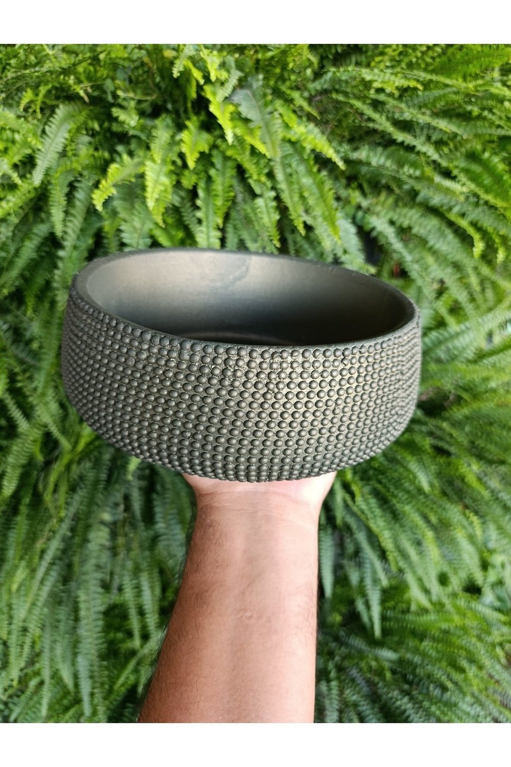 Doğal Kum Dokulu Mat Bej Geniş Saksı 21*10 cm