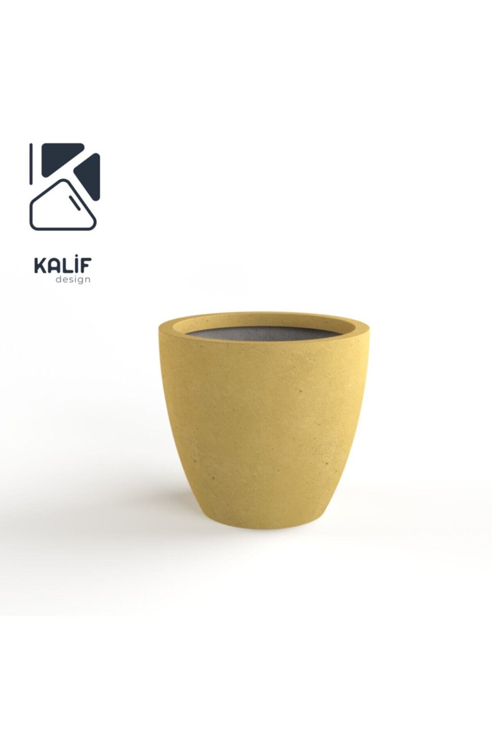 Hafif Beton Saksı (TERRAZO) Indra (L) 44x42 Sarı