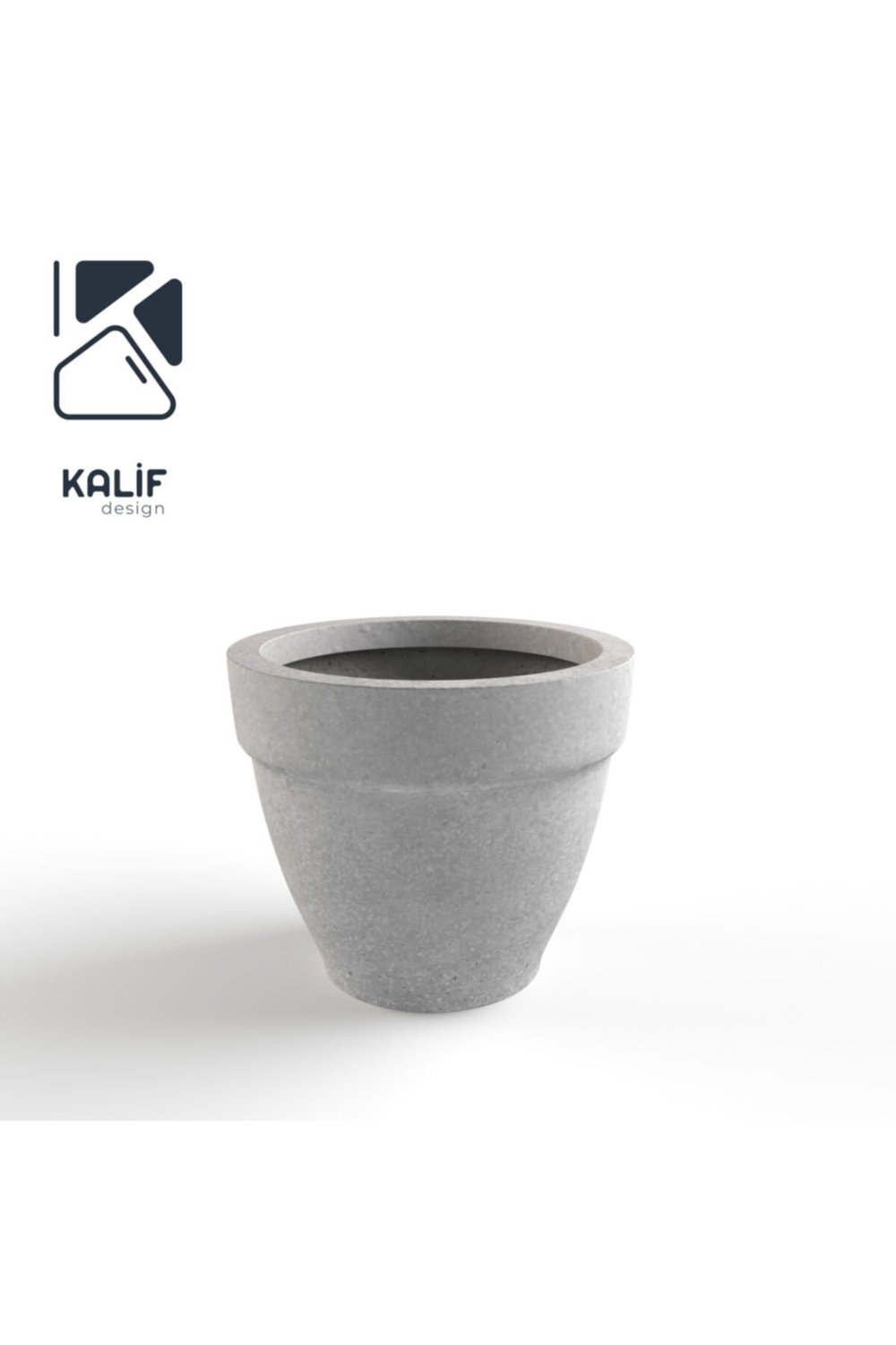 Hafif Beton Saksı (TERRAZO) Terra (L) 44x40 Gri