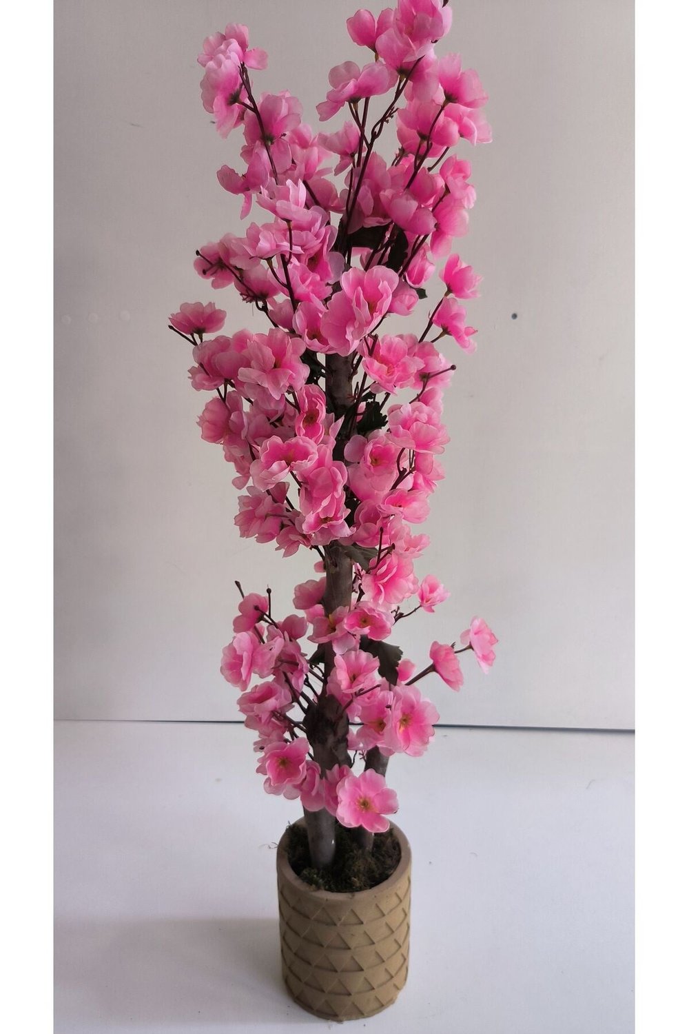 Rüzgar Yapay Çiçekçilik 90 cm Pembe Renk Beton Saksıda Sakura