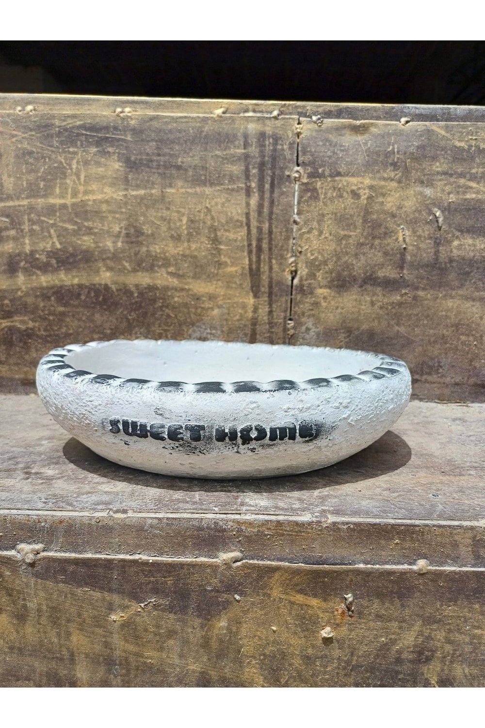 Sweet Home yazılı taş saksı 27x21 cm çap 10cm yükseklik