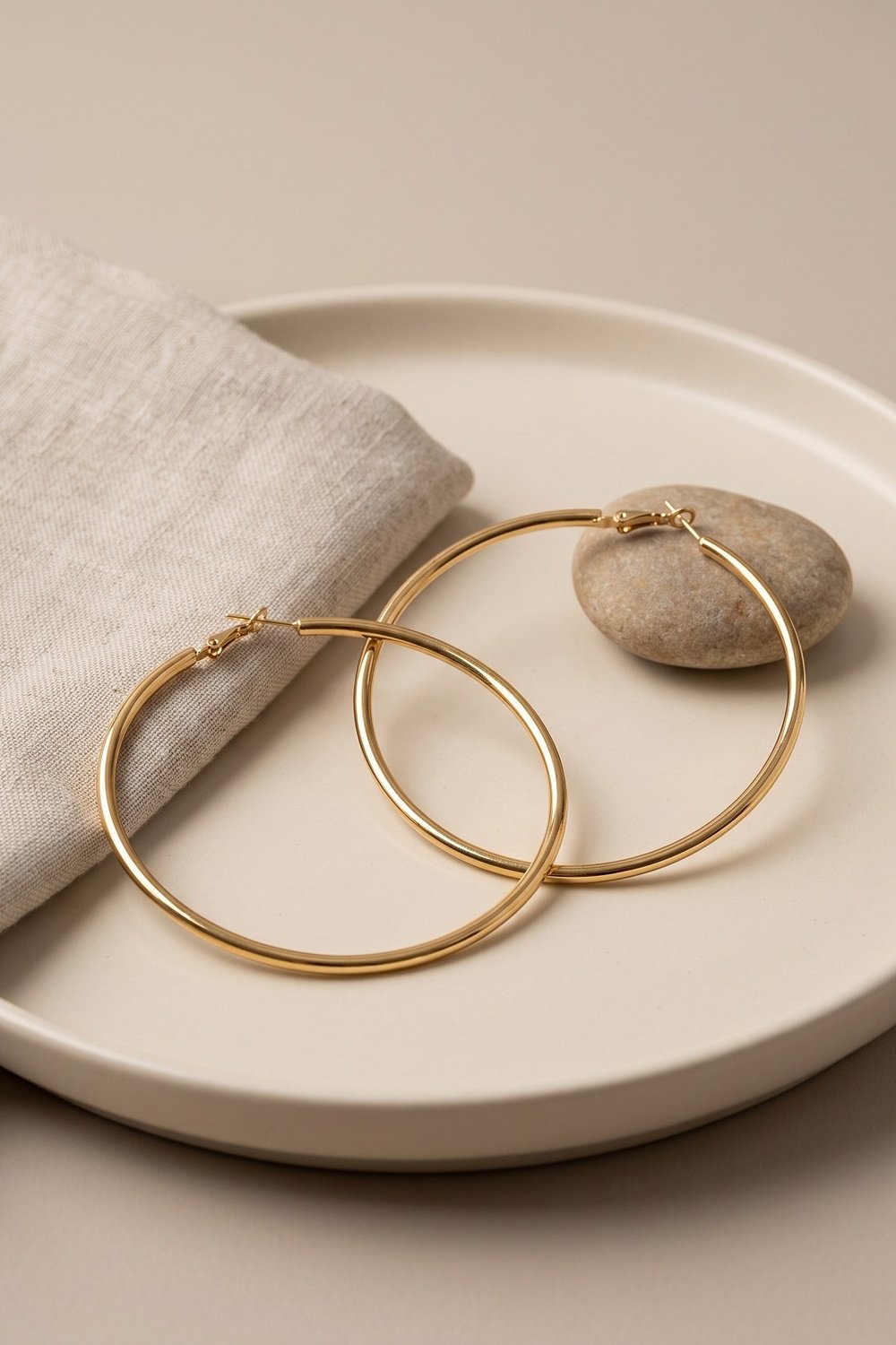 316L Çelik Gold Renk 66 mm Halka Küpe