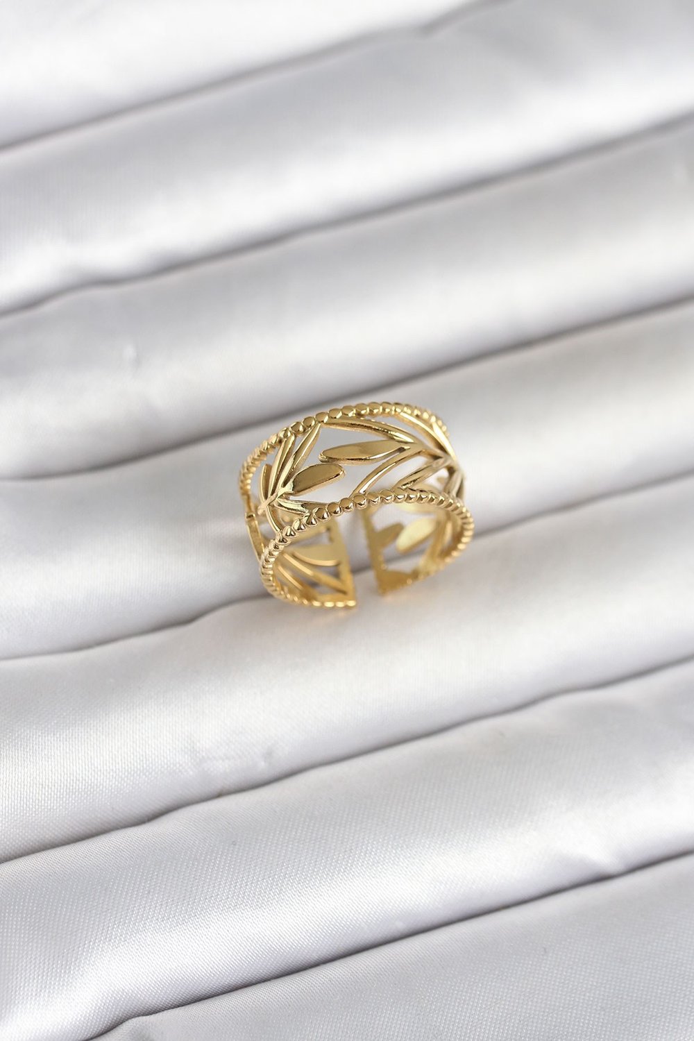 316L Çelik Gold Renk Başak Model Kadın Yüzük