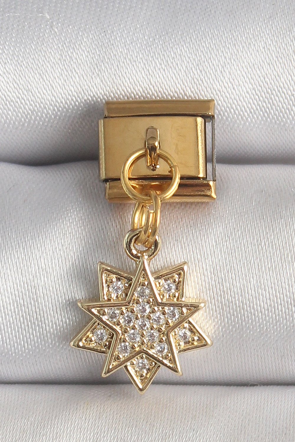 316L Çelik Gold Renk Sallantı Zirkon Taşlı Yıldız Model Nomination Charm